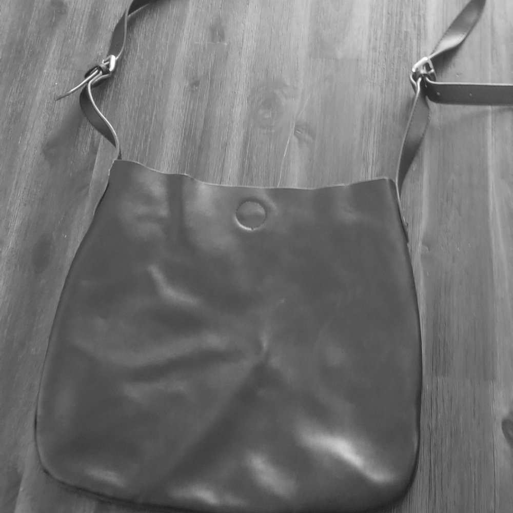 Black leather shoulder crossbody bag